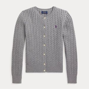 Ralph Lauren Toddler Girls Mini Cable Knit Cardigan | Gray | 3T